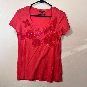 PoPori Top floral requined orange size S